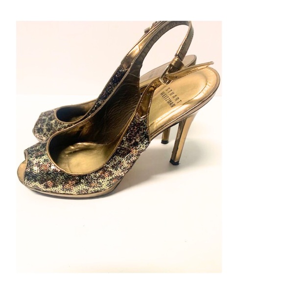 Stuart Weitzman Bronze Glitter Heels - Picture 3 of 8